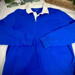 American Eagle Outfitters Men's Blue Long Sleeve rugby shirt